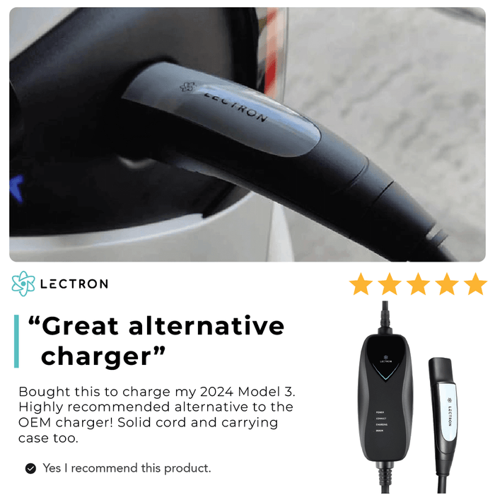 Lectron Portable Level 1 Tesla EV Charger | 110V | 15 Amp | NEMA 5-15 | Standard / WiFi-Enabled