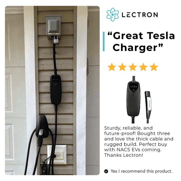 Lectron Portable Level 2 Tesla EV Charger | 240V | 40 Amp | NEMA 14-50 | Standard / WiFi-Enabled